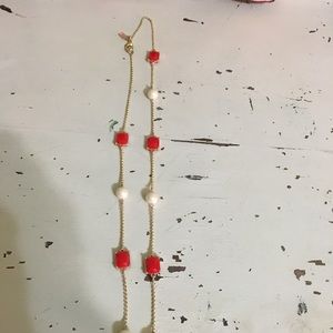 Kate Spade pearls, bright orange gumdrop necklace
